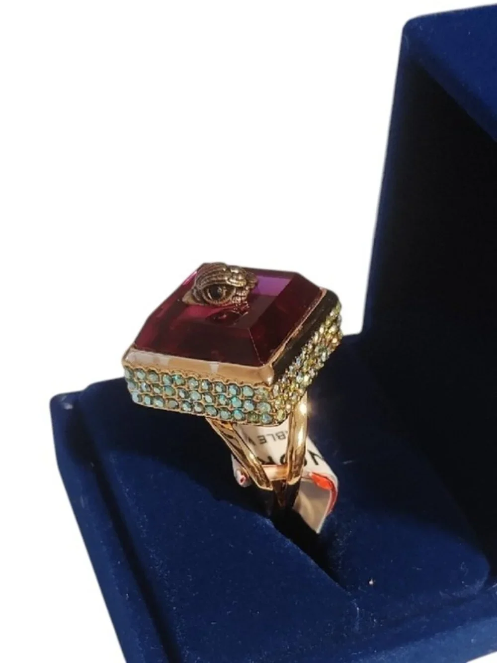 Kurt Geiger London Square Stone Cocktail Ring Pink NWT